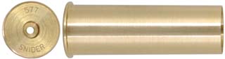 Cartridge Case,
.577 Snider,
unprimed, use large rifle primer,
correct head stamp, made in the U.S.A. 
each piece, no minimum